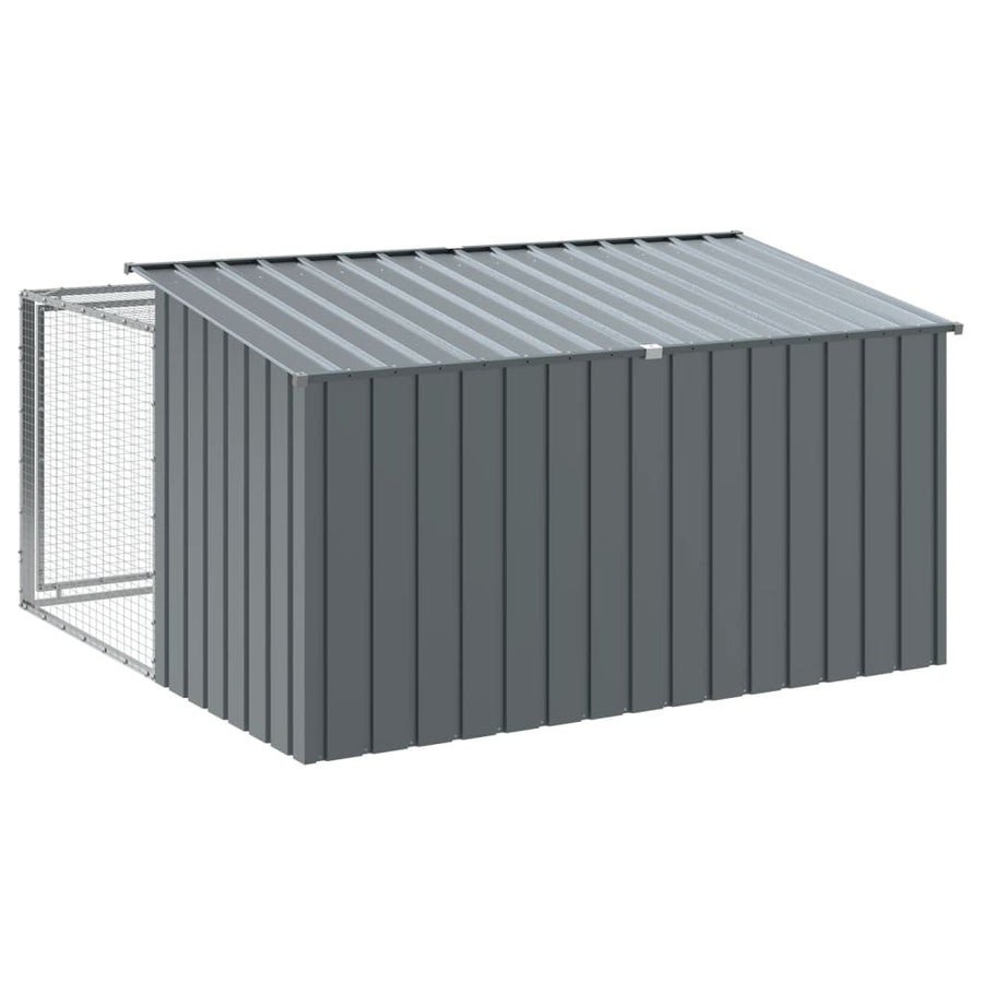 Hondenhok met ren antraciet 197x194x110 cm gegalvaniseerd staal