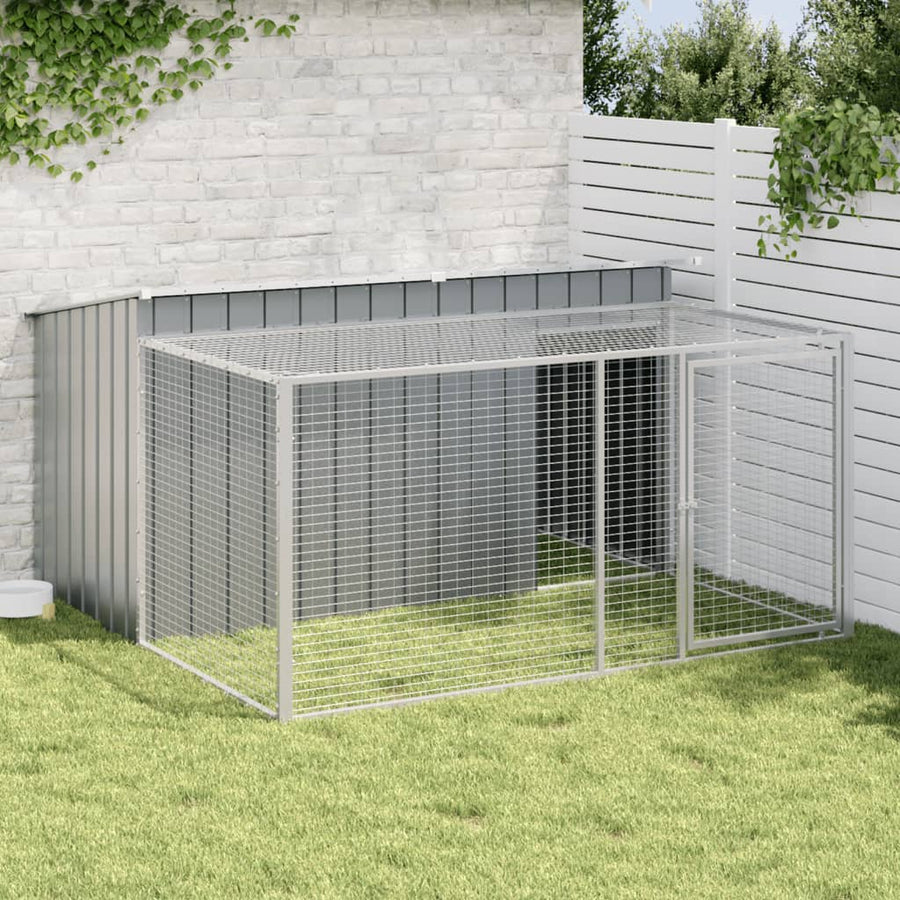 Hondenhok met ren antraciet 197x194x110 cm gegalvaniseerd staal