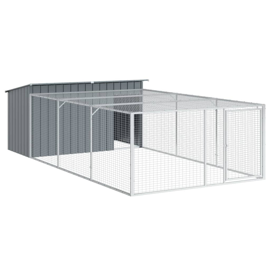 Hondenhok Met Ren 197X396X110 Cm Gegalvaniseerd Staal Antraciet