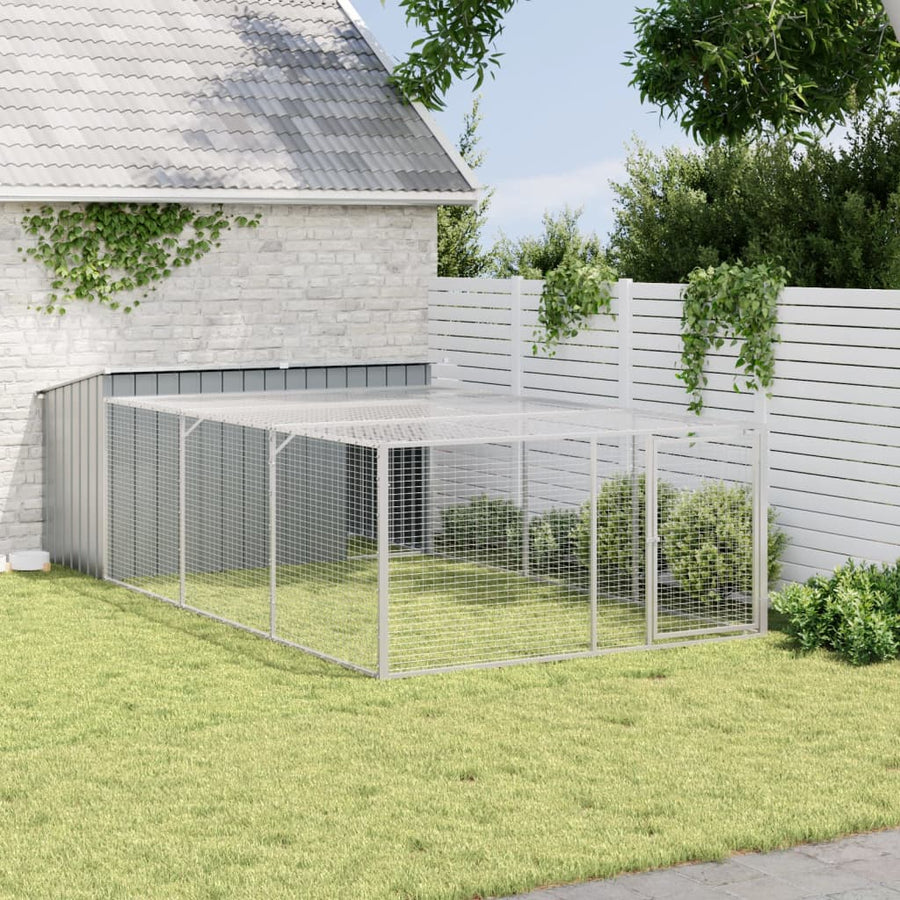 Hondenhok Met Ren 197X396X110 Cm Gegalvaniseerd Staal Antraciet