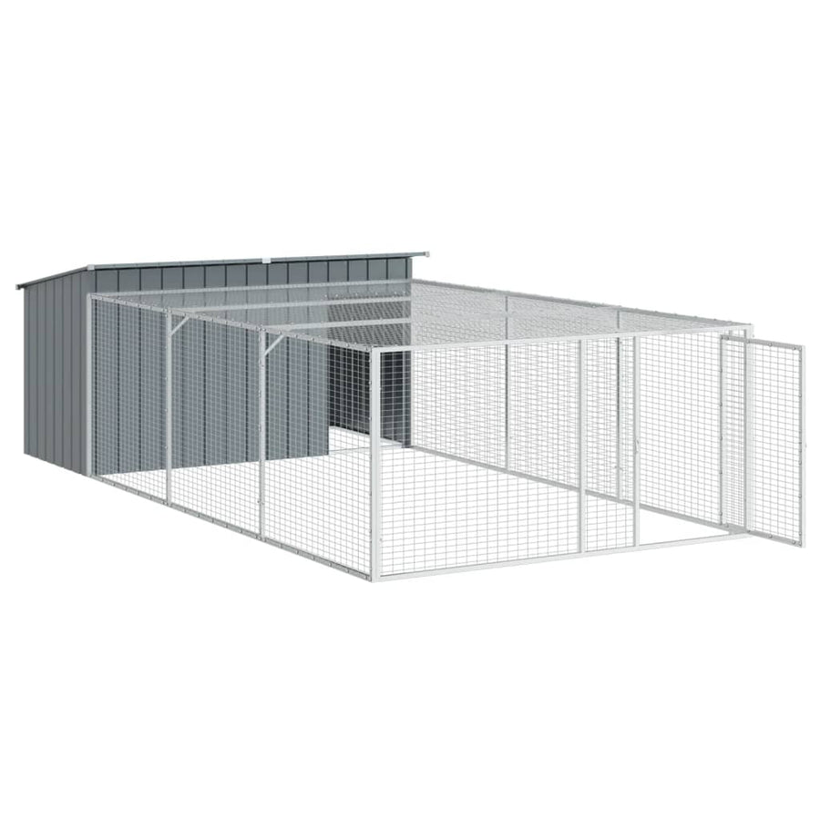 Hondenhok Met Ren 197X396X110 Cm Gegalvaniseerd Staal Antraciet