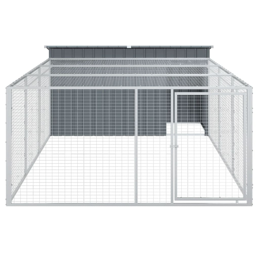 Hondenhok Met Ren 197X396X110 Cm Gegalvaniseerd Staal Antraciet