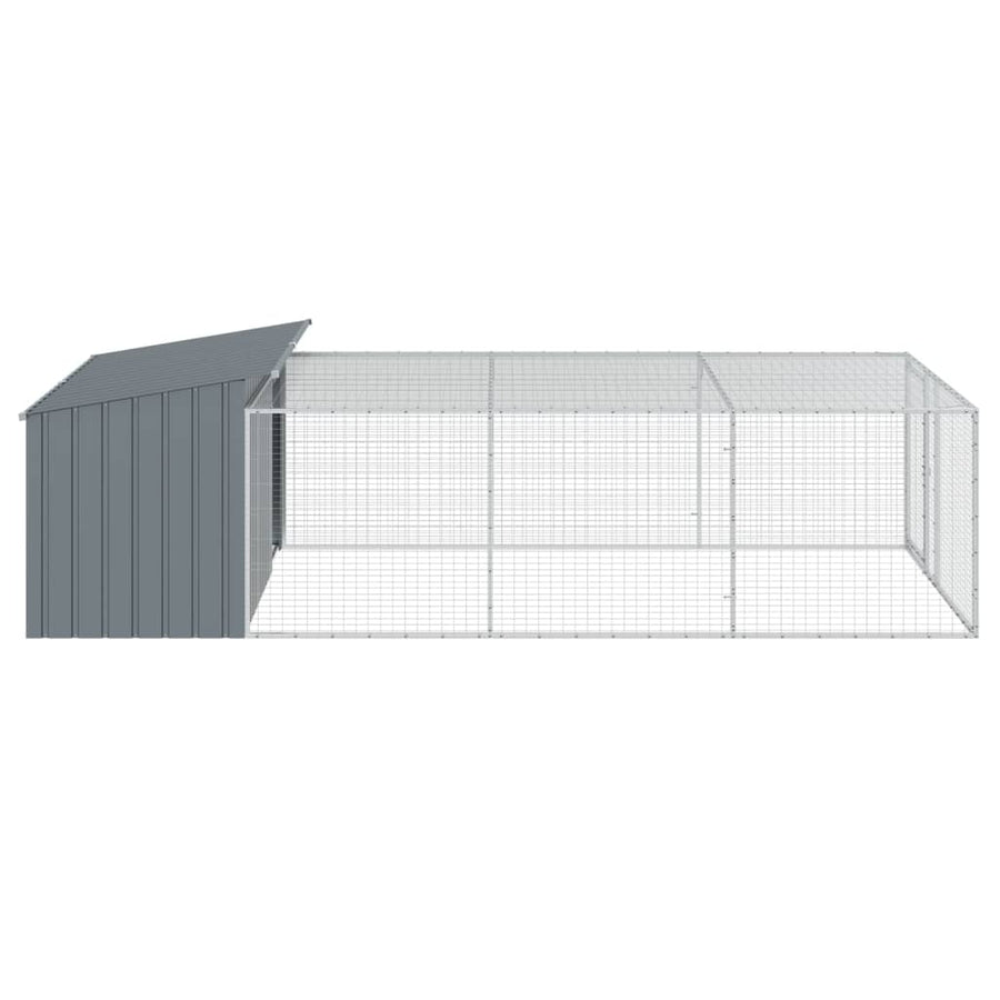 Hondenhok Met Ren 197X396X110 Cm Gegalvaniseerd Staal Antraciet