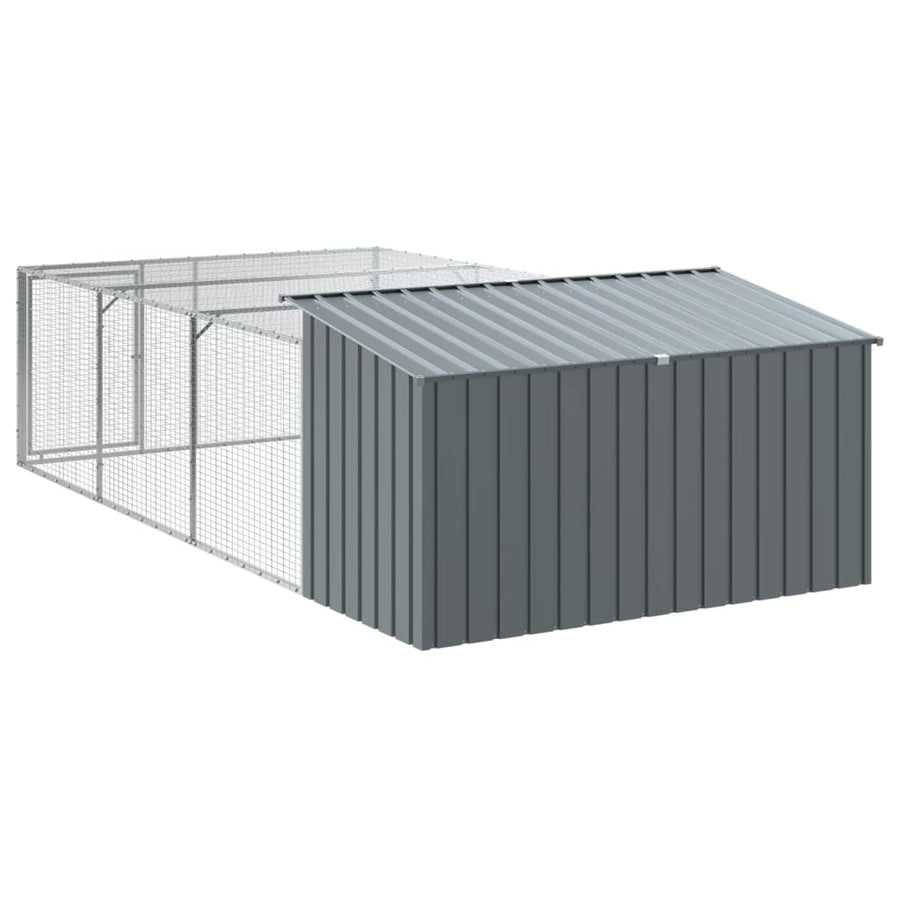 Hondenhok Met Ren 197X396X110 Cm Gegalvaniseerd Staal Antraciet