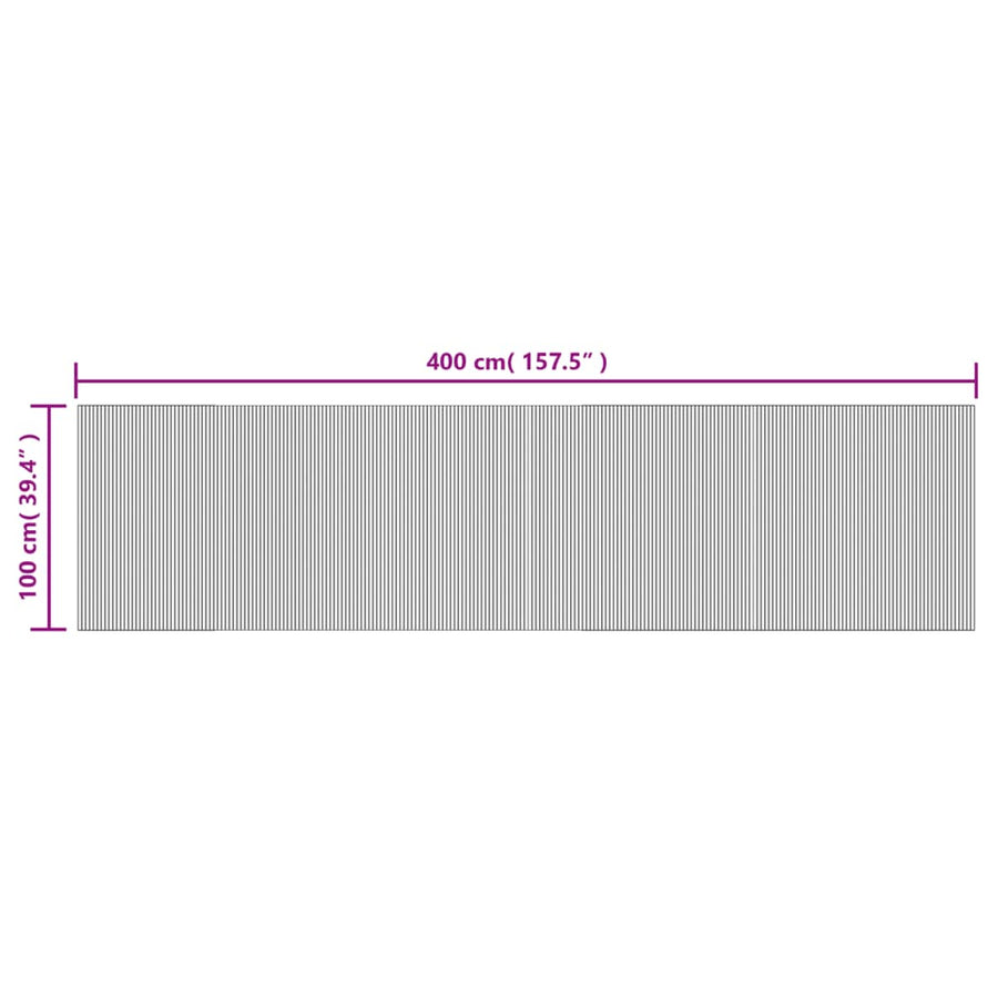 Vloerkleed rechthoekig 100x400 cm bamboe grijs