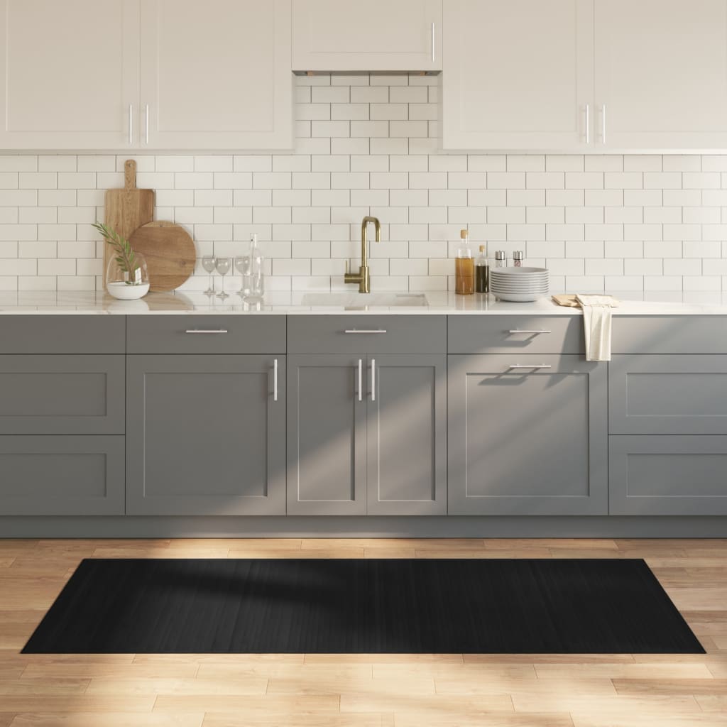 Vloerkleed rechthoekig 80x200 cm bamboe zwart
