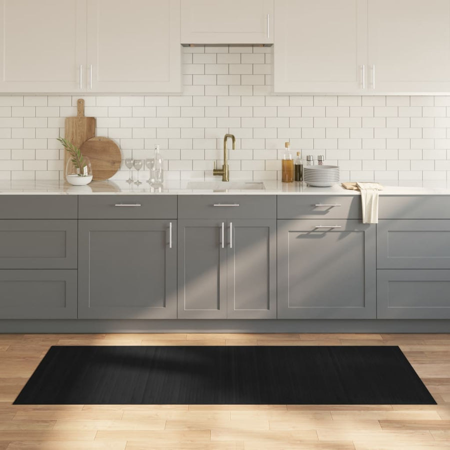 Vloerkleed rechthoekig 80x200 cm bamboe zwart