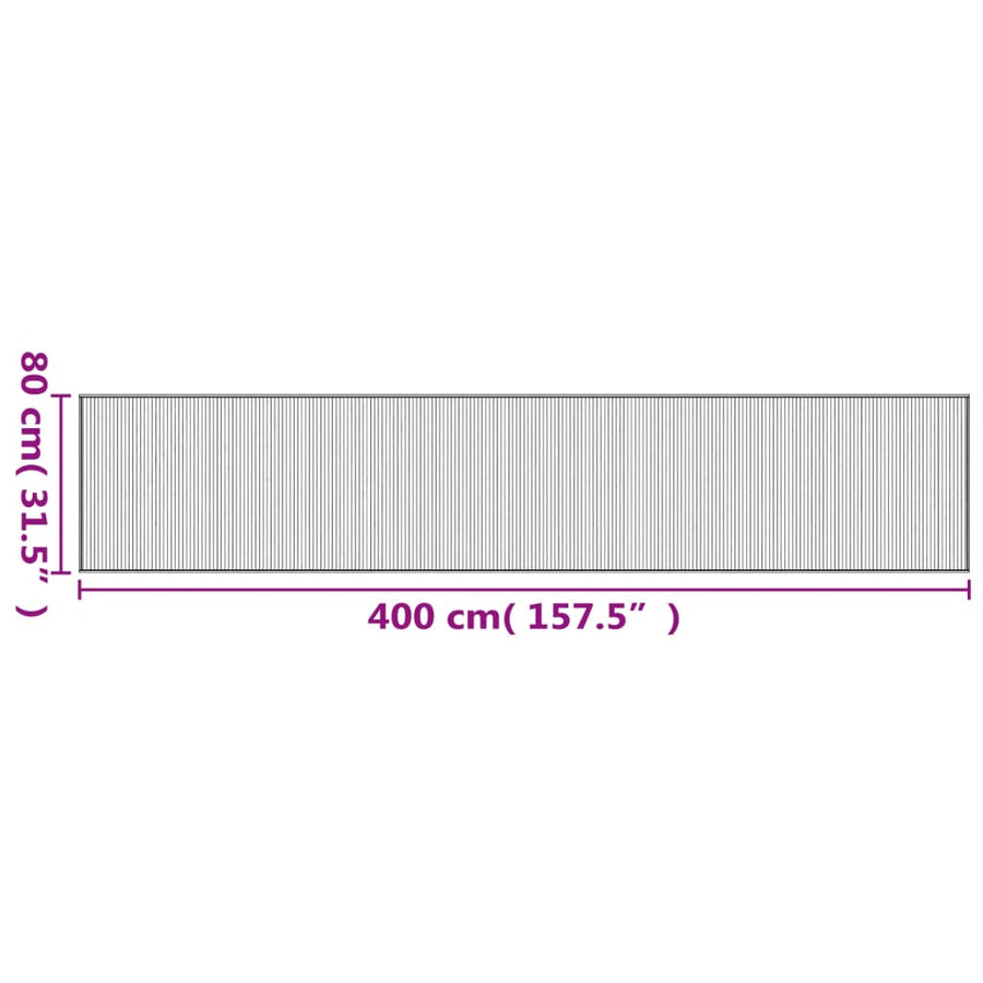 Vloerkleed rechthoekig 80x400 cm bamboe lichtnaturel