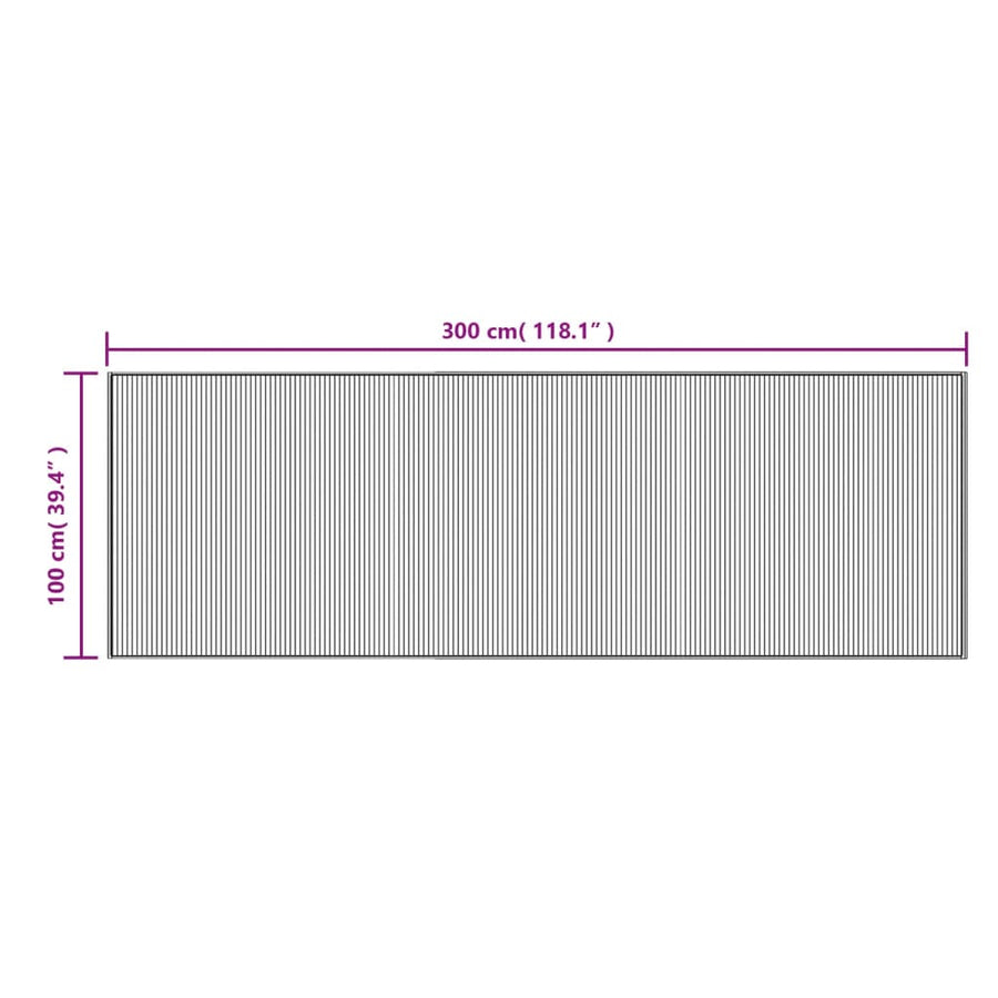 Vloerkleed rechthoekig 100x300 cm bamboe grijs