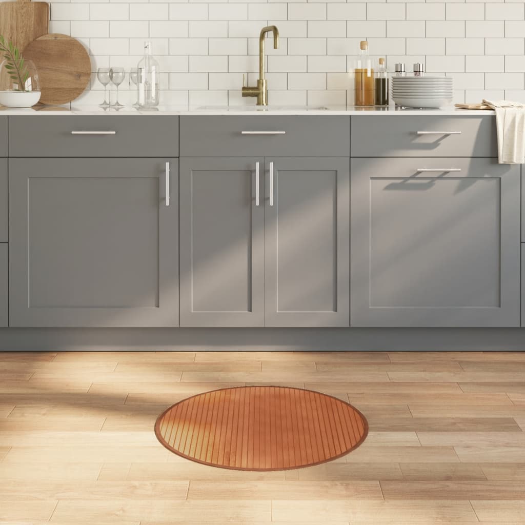 Vloerkleed rond 60 cm bamboe bruin