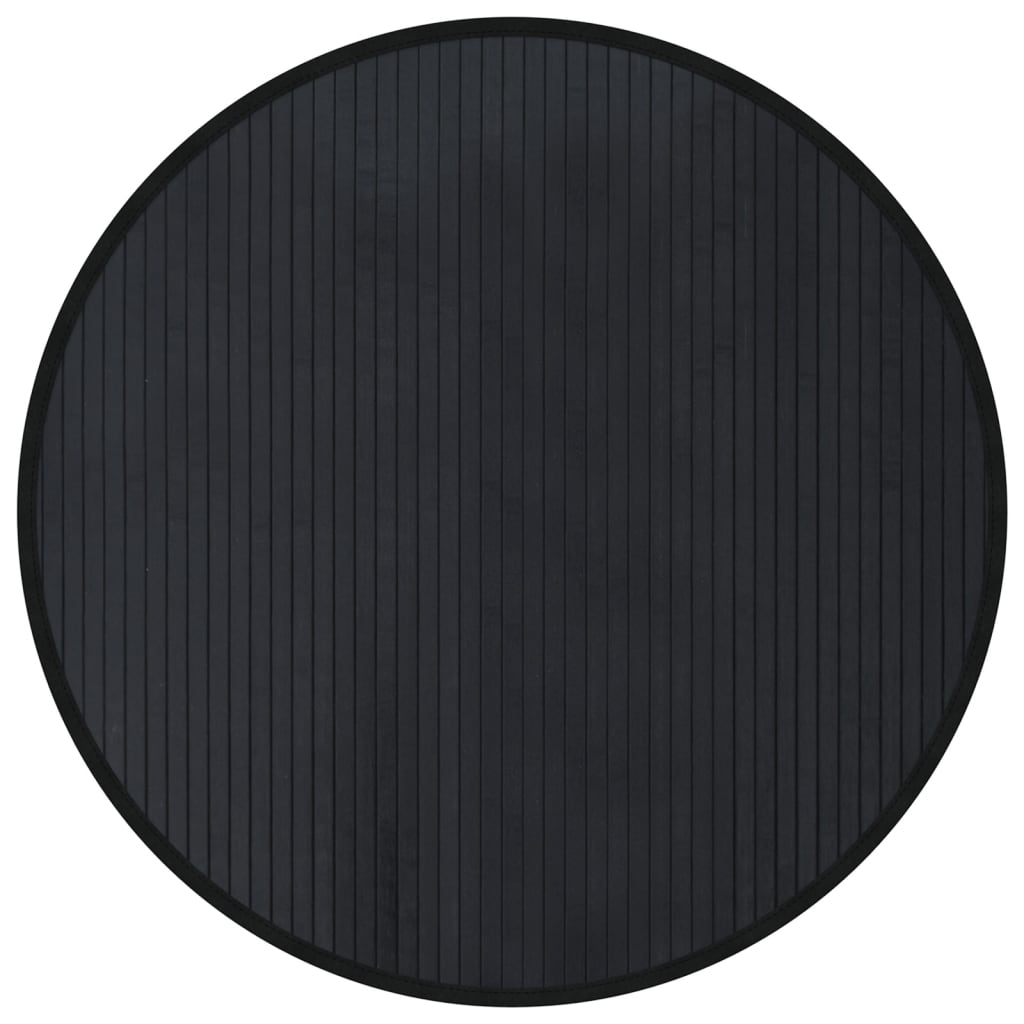 Vloerkleed rond 80 cm bamboe zwart