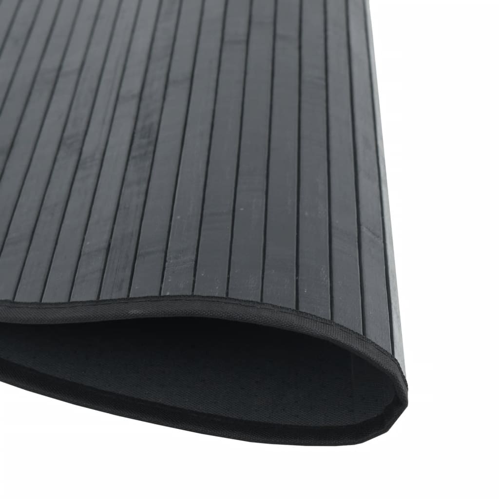 Vloerkleed rond 80 cm bamboe zwart