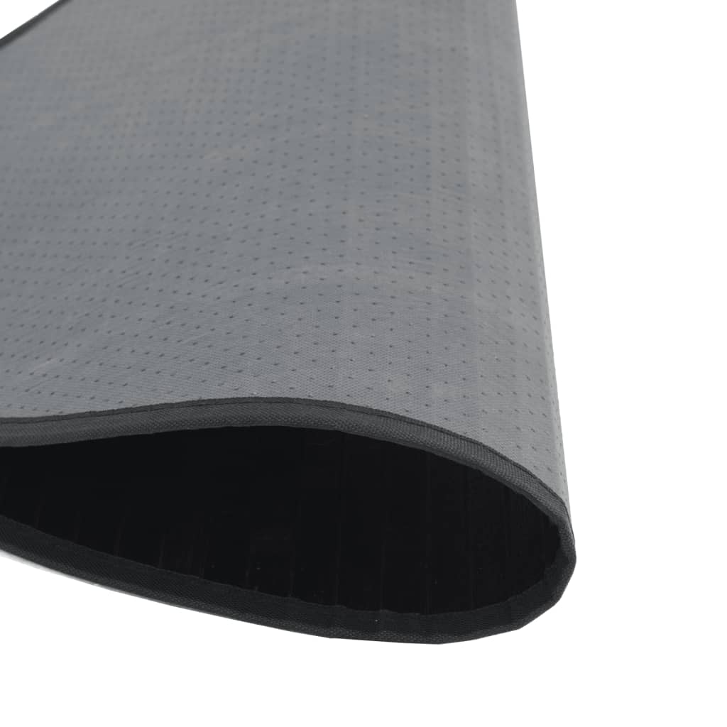 Vloerkleed rond 80 cm bamboe zwart