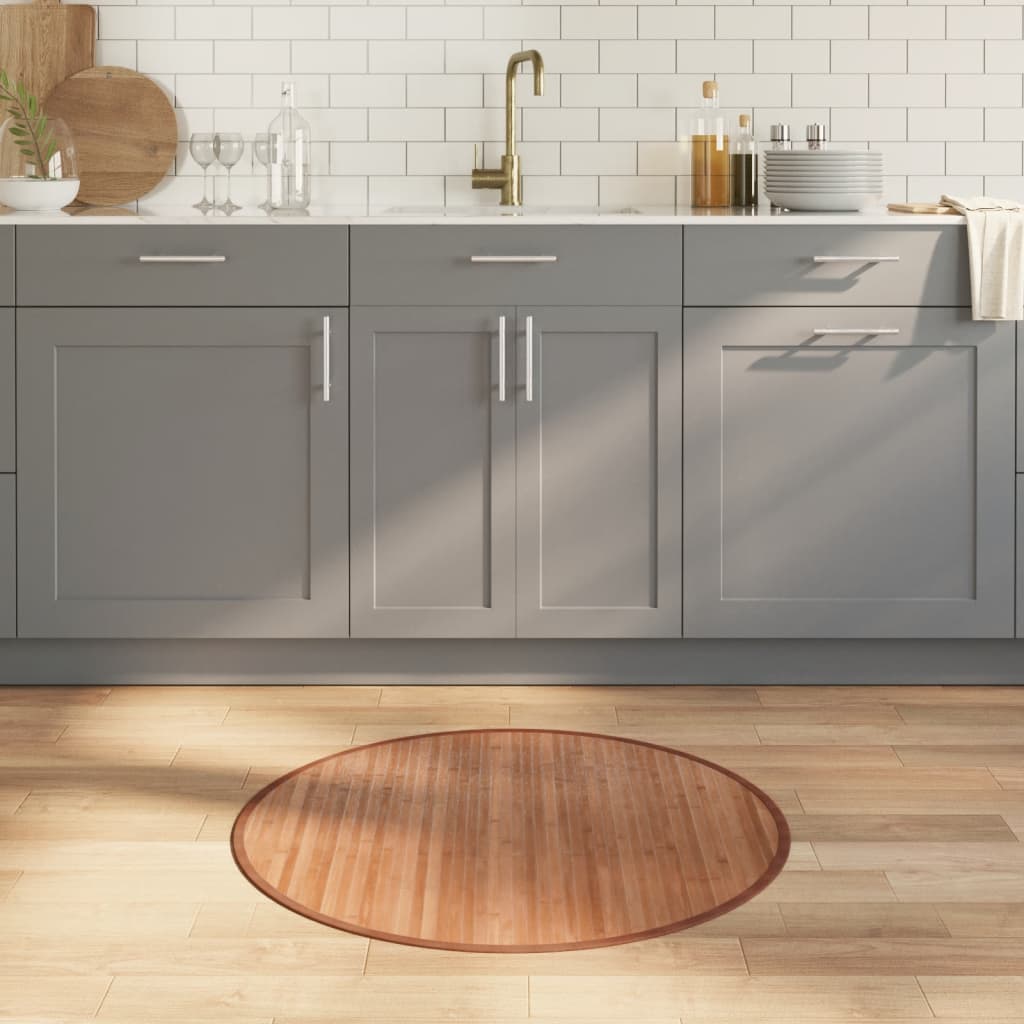 Vloerkleed rond 80 cm bamboe naturel