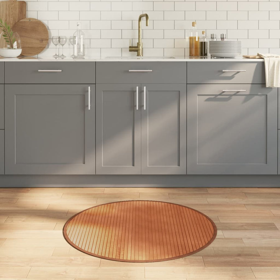 Vloerkleed rond 80 cm bamboe bruin