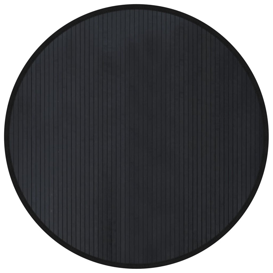 Vloerkleed rond 100 cm bamboe zwart