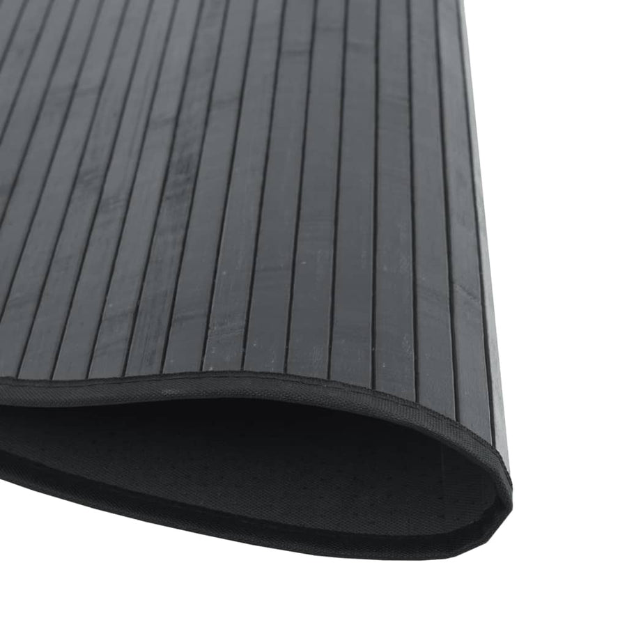 Vloerkleed rond 100 cm bamboe zwart