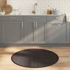 Vloerkleed rond 100 cm bamboe donkerbruin
