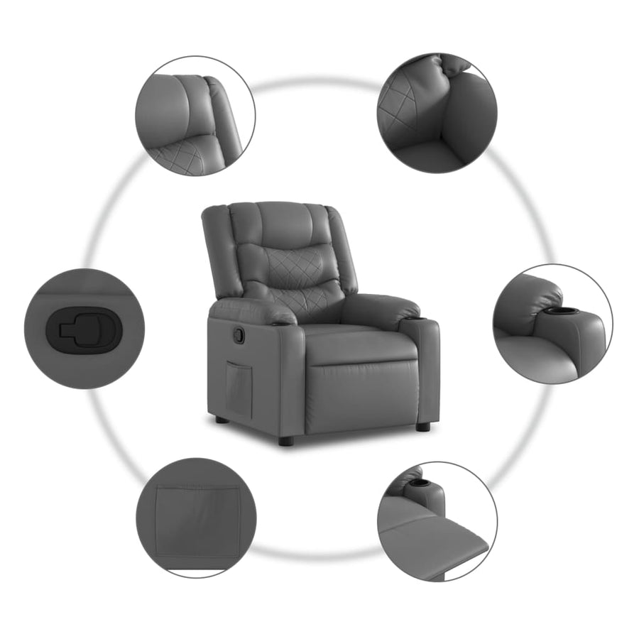 Fauteuil Verstelbaar Kunstleer Grijs Nee Handmatig verstelbaar
