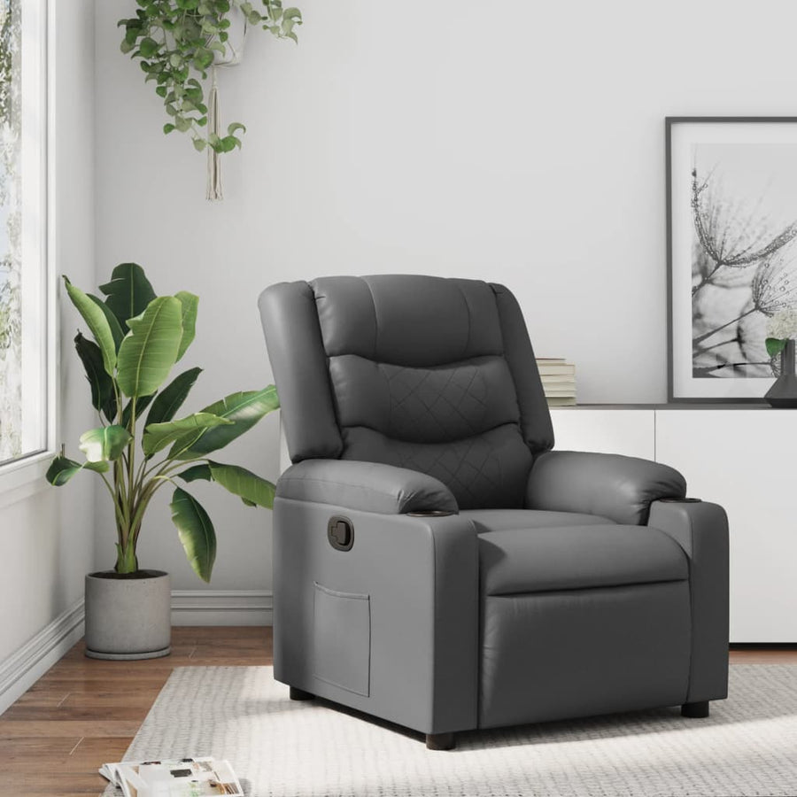Fauteuil Verstelbaar Kunstleer Grijs Nee Handmatig verstelbaar