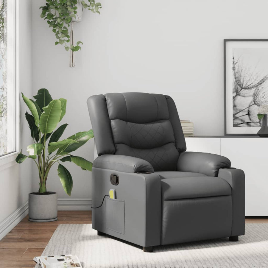 Massagestoel Verstelbaar Kunstleer Grijs Ja Handmatig verstelbaar