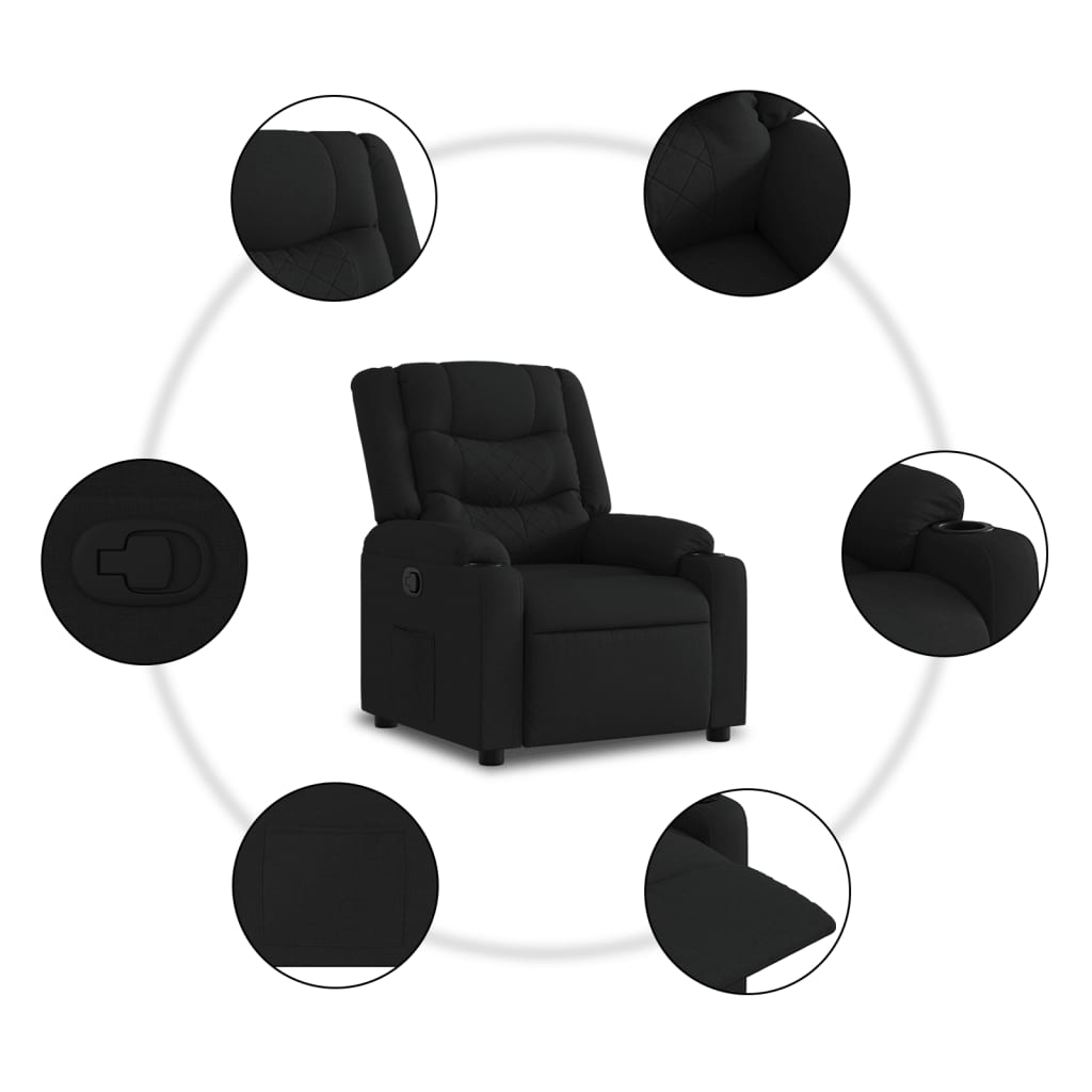 Fauteuil Verstelbaar Stof Zwart Nee Handmatig verstelbaar