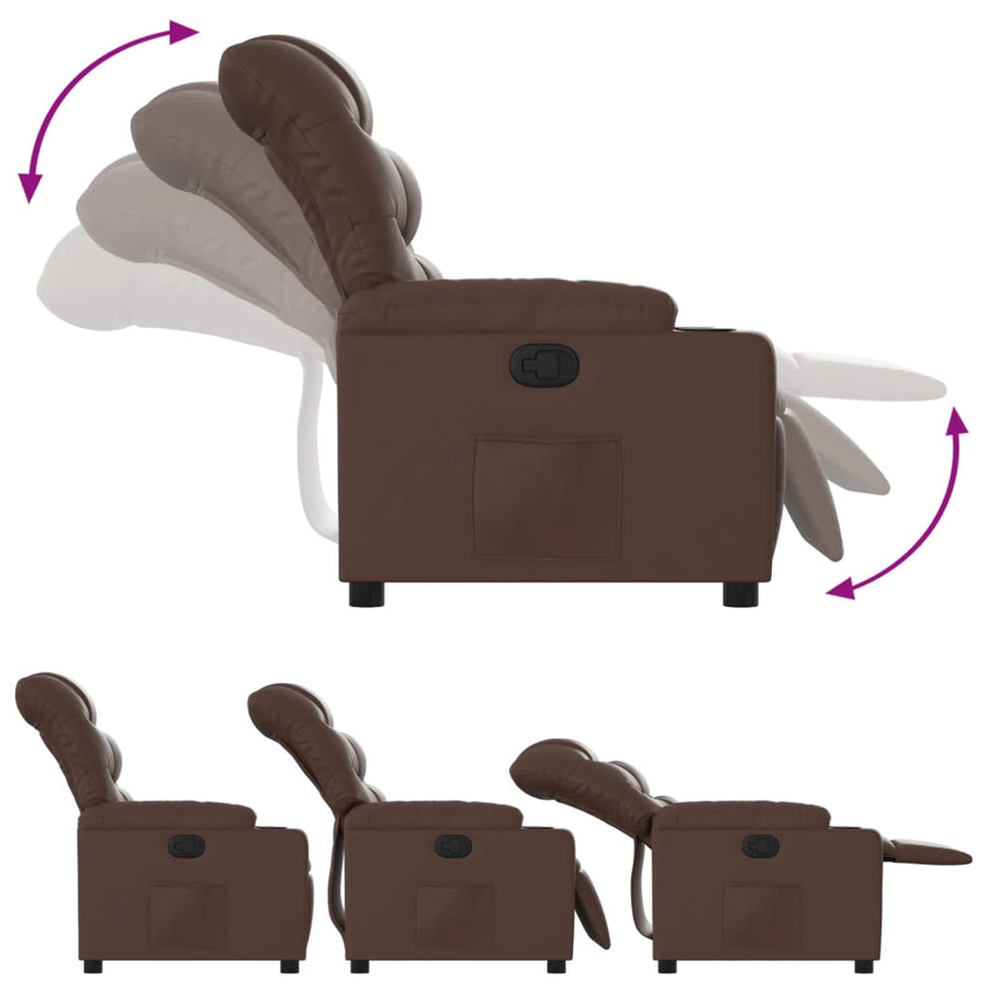 Fauteuil verstelbaar kunstleer bruin