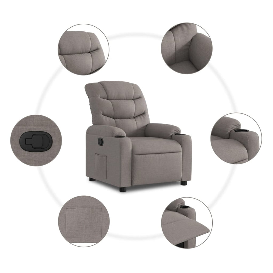 Fauteuil Verstelbaar Stof Taupe Nee Handmatig verstelbaar