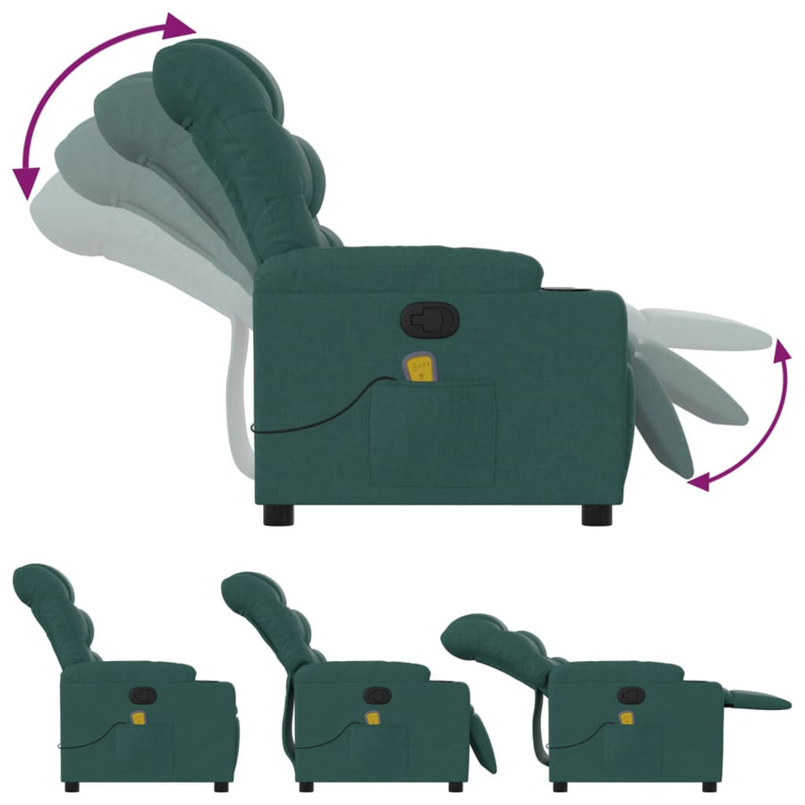 Massagestoel Verstelbaar Stof Donkergroen Ja Handmatig verstelbaar