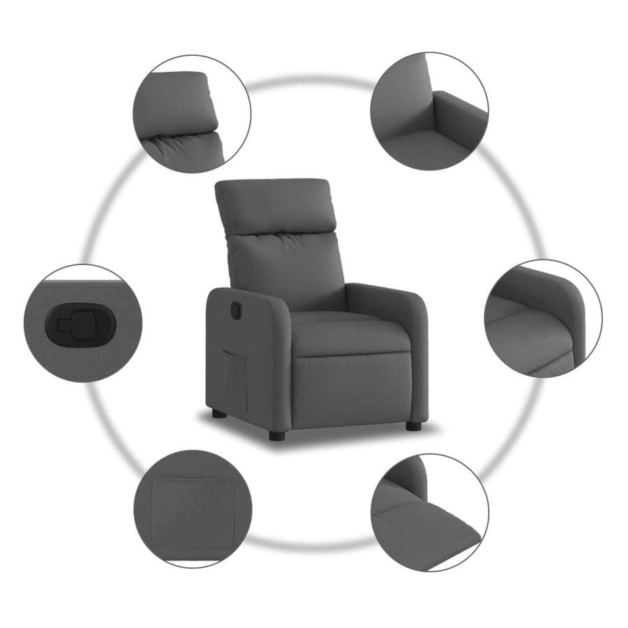 Fauteuil verstelbaar stof donkergrijs 1 Nee