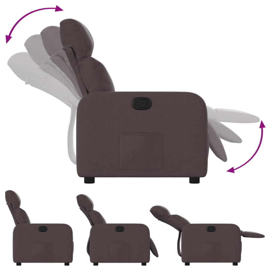 Fauteuil verstelbaar stof donkerbruin 1 Nee