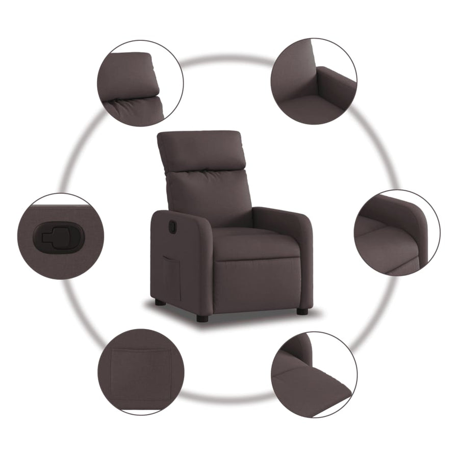 Fauteuil verstelbaar stof donkerbruin 1 Nee