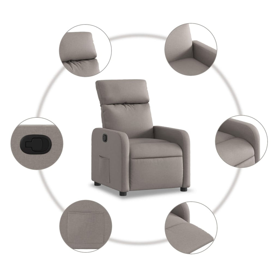 Fauteuil verstelbaar stof taupe 1 Nee