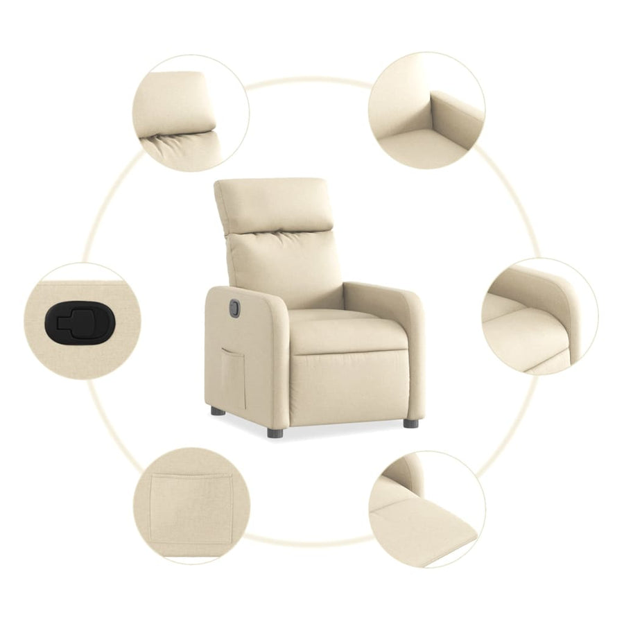 Fauteuil verstelbaar stof crèmekleurig 1 Nee