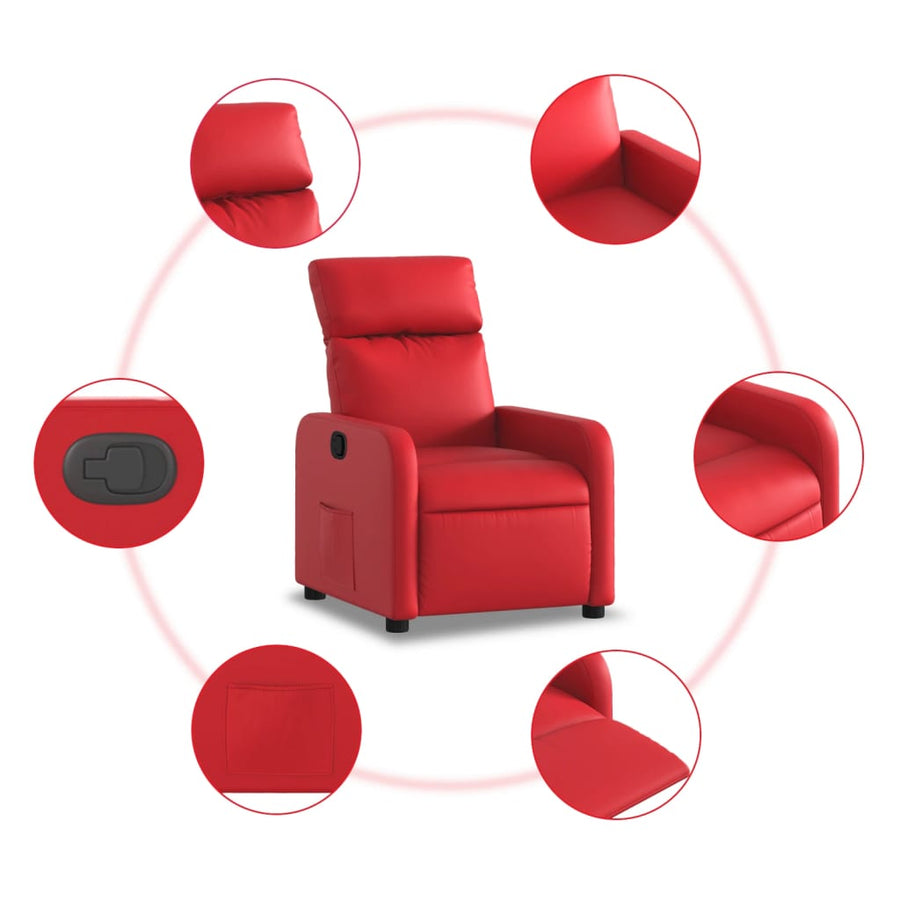 Fauteuil verstelbaar kunstleer rood Nee Handmatig verstelbaar