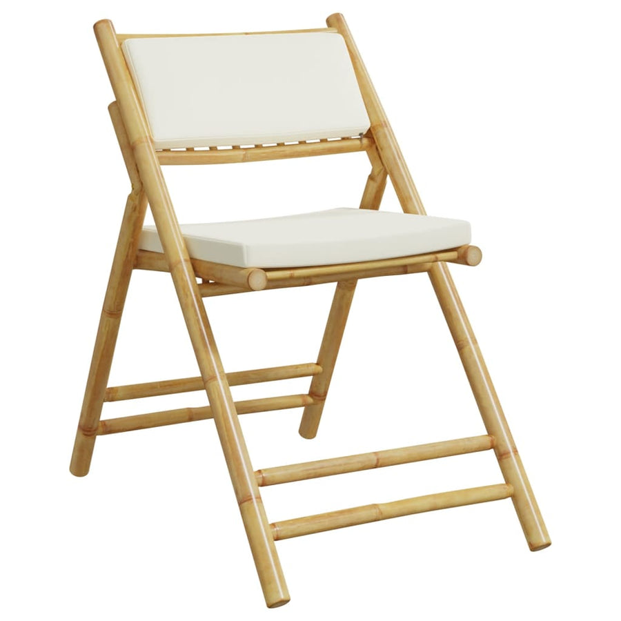 Bistrostoelen 2 st inklapbaar met kussens bamboe crèmewit