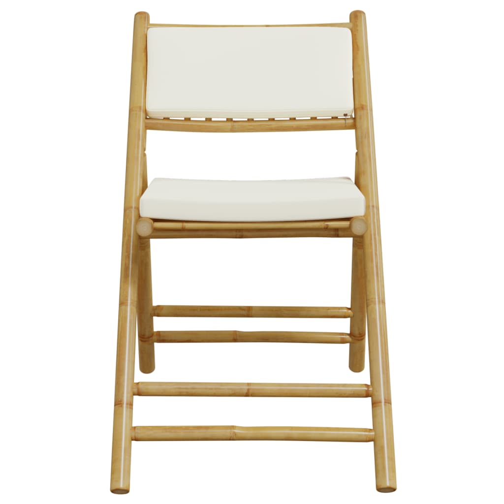 Bistrostoelen 2 st inklapbaar met kussens bamboe crèmewit