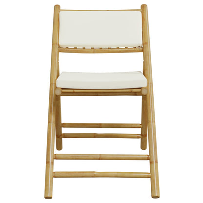 Bistrostoelen 2 st inklapbaar met kussens bamboe crèmewit
