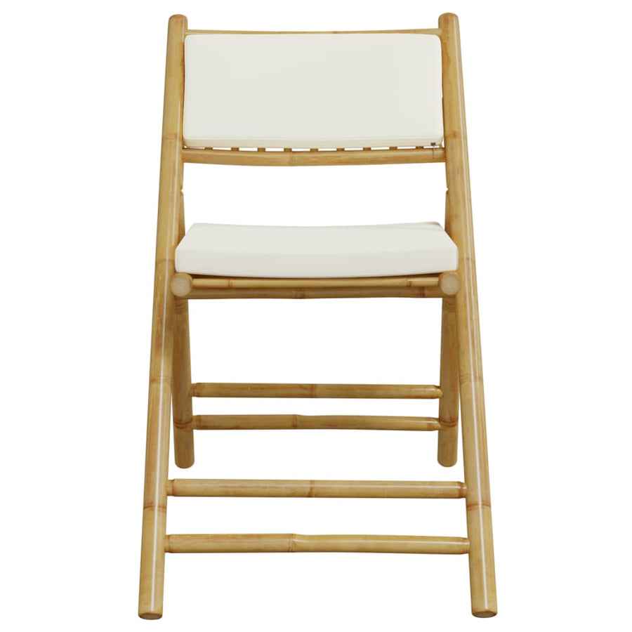 Bistrostoelen 2 st inklapbaar met kussens bamboe crèmewit