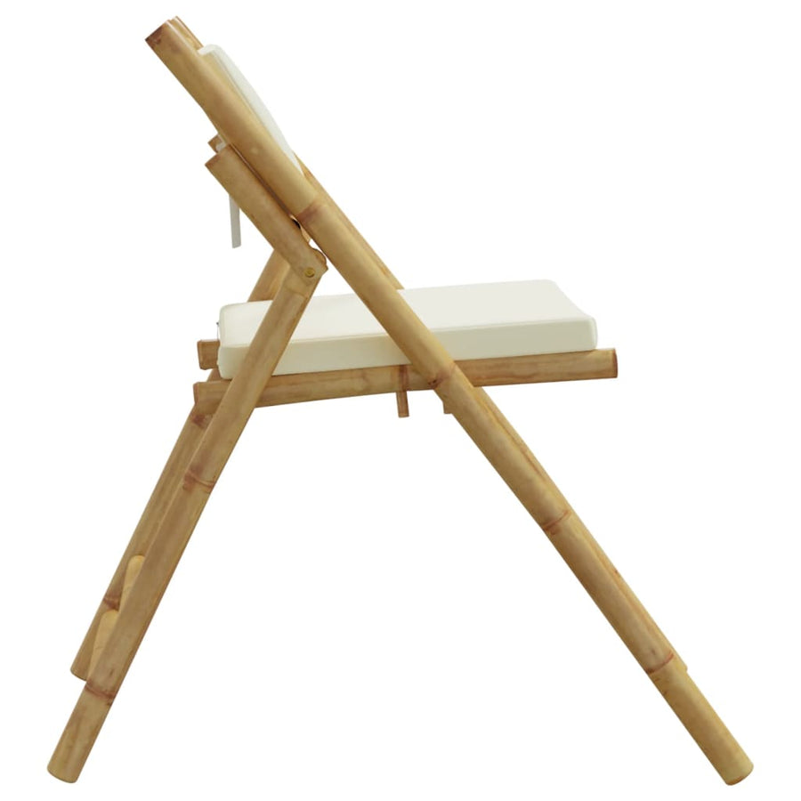 Bistrostoelen 2 st inklapbaar met kussens bamboe crèmewit