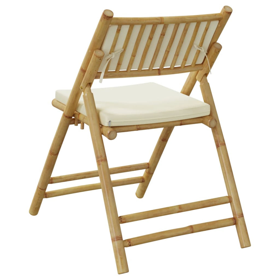 Bistrostoelen 2 st inklapbaar met kussens bamboe crèmewit