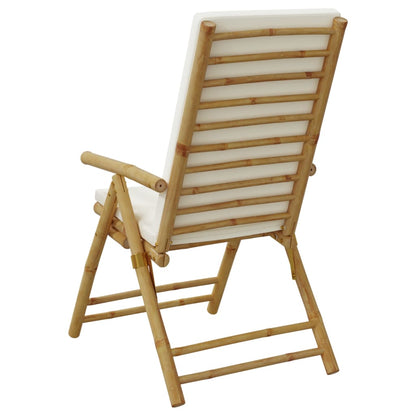 Bistrostoelen 2 st inklapbaar met kussens bamboe crèmewit