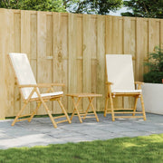 Tuinstoelen 2 st inklapbaar bamboe met kussens
