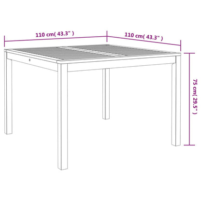 Tuintafel massief acaciahout 110 x 110 x 75 cm