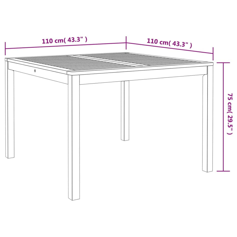 Tuintafel massief acaciahout 110 x 110 x 75 cm