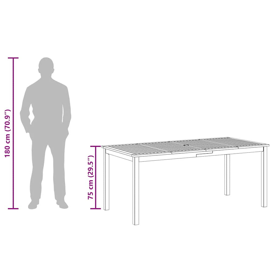 Tuintafel Massief Acaciahout 180 x 90 x 75 cm