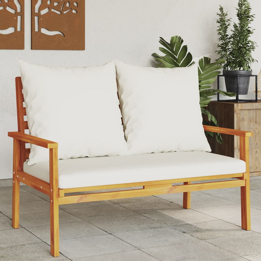 Tuinbank Met Kussen 120 Cm Massief Acaciahout Donkerbruin