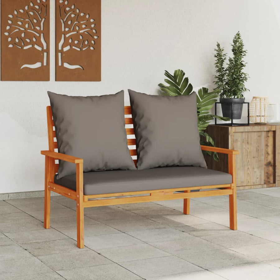 Tuinbank Met Kussen 120 Cm Massief Acaciahout Lichtgrijs