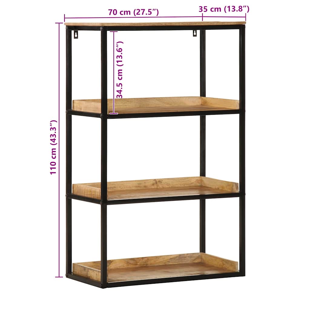 Boekenkast 70 x 35 x 110 cm Massief mangohout