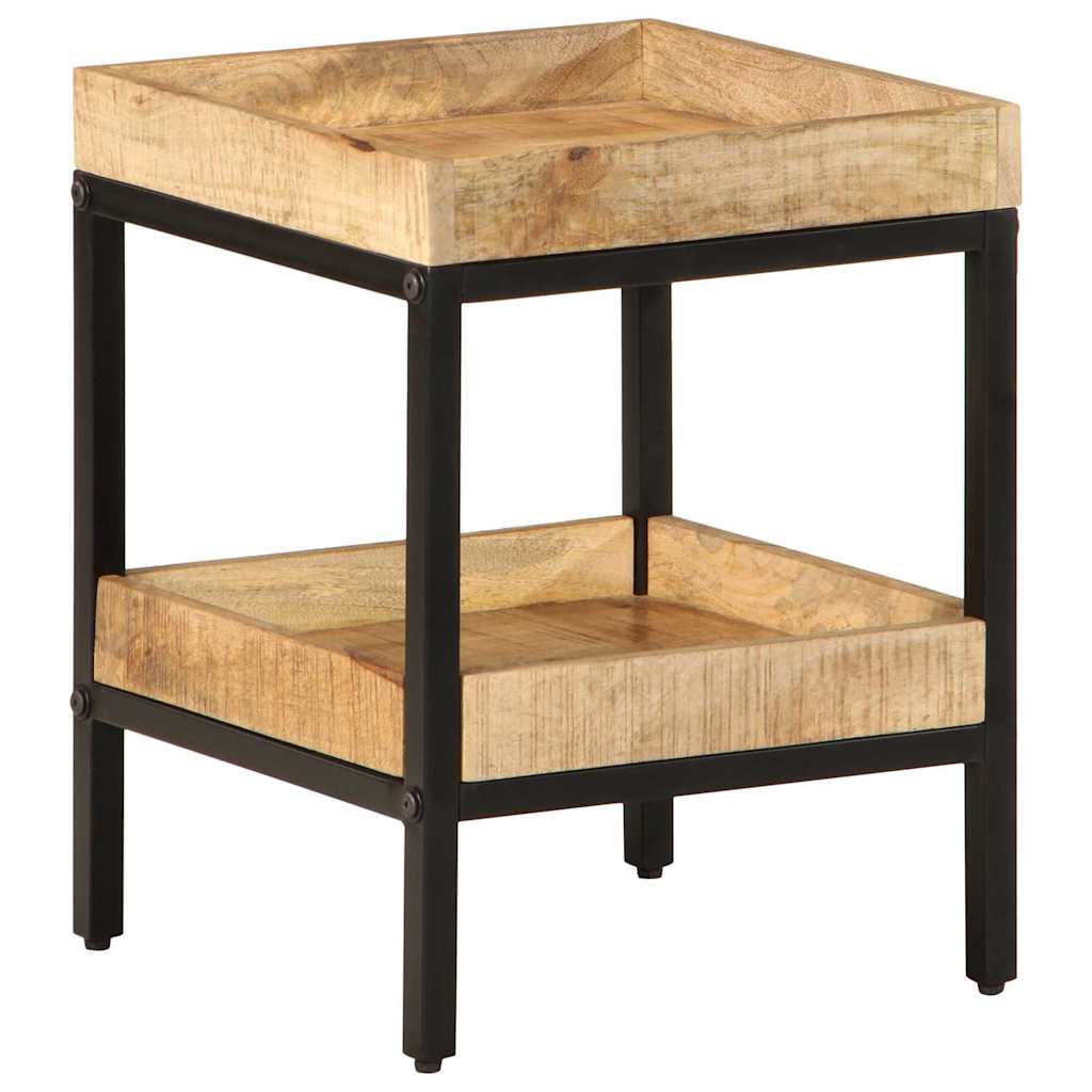 Bijzettafel met plank Bruin 35 x 35 x 45 cm Massief Mango Hout